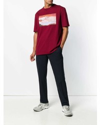 rotes bedrucktes T-Shirt mit einem Rundhalsausschnitt von Lanvin