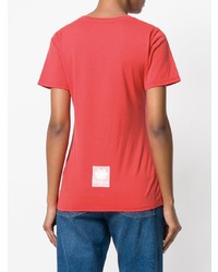 rotes bedrucktes T-Shirt mit einem Rundhalsausschnitt von Mr & Mrs Italy