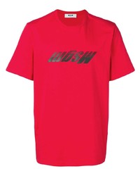 rotes bedrucktes T-Shirt mit einem Rundhalsausschnitt von MSGM