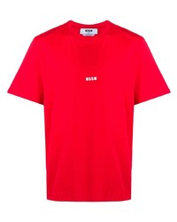 rotes bedrucktes T-Shirt mit einem Rundhalsausschnitt von MSGM