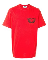 rotes bedrucktes T-Shirt mit einem Rundhalsausschnitt von MSGM