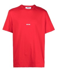 rotes bedrucktes T-Shirt mit einem Rundhalsausschnitt von MSGM