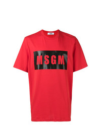 rotes bedrucktes T-Shirt mit einem Rundhalsausschnitt von MSGM