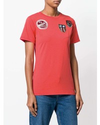 rotes bedrucktes T-Shirt mit einem Rundhalsausschnitt von Mr & Mrs Italy