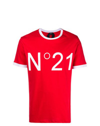 rotes bedrucktes T-Shirt mit einem Rundhalsausschnitt von N°21