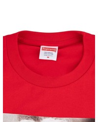 rotes bedrucktes T-Shirt mit einem Rundhalsausschnitt von Supreme