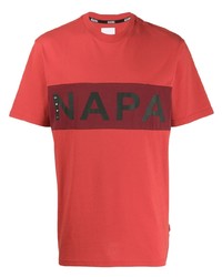 rotes bedrucktes T-Shirt mit einem Rundhalsausschnitt von Napa Silver