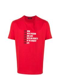 rotes bedrucktes T-Shirt mit einem Rundhalsausschnitt von Neil Barrett