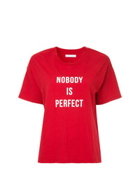 rotes bedrucktes T-Shirt mit einem Rundhalsausschnitt von Nobody Denim