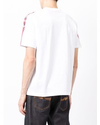 rotes bedrucktes T-Shirt mit einem Rundhalsausschnitt von Junya Watanabe MAN