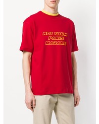 rotes bedrucktes T-Shirt mit einem Rundhalsausschnitt von Drôle De Monsieur