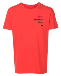 rotes bedrucktes T-Shirt mit einem Rundhalsausschnitt von OSKLEN
