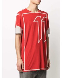 rotes bedrucktes T-Shirt mit einem Rundhalsausschnitt von 11 By Boris Bidjan Saberi