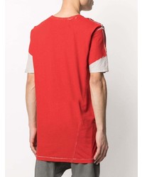 rotes bedrucktes T-Shirt mit einem Rundhalsausschnitt von 11 By Boris Bidjan Saberi