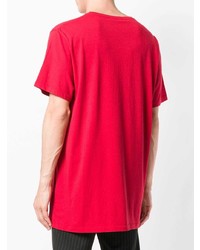 rotes bedrucktes T-Shirt mit einem Rundhalsausschnitt von Alexander McQueen