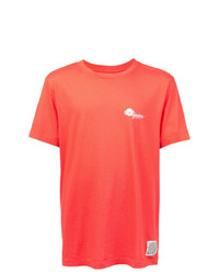 rotes bedrucktes T-Shirt mit einem Rundhalsausschnitt von Oyster Holdings