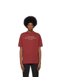 rotes bedrucktes T-Shirt mit einem Rundhalsausschnitt von Palm Angels