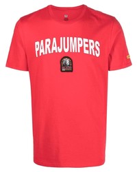 rotes bedrucktes T-Shirt mit einem Rundhalsausschnitt von Parajumpers