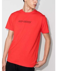 rotes bedrucktes T-Shirt mit einem Rundhalsausschnitt von Off-White