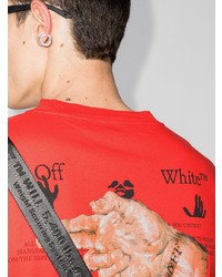 rotes bedrucktes T-Shirt mit einem Rundhalsausschnitt von Off-White