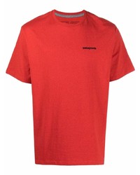 rotes bedrucktes T-Shirt mit einem Rundhalsausschnitt von Patagonia