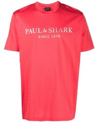 rotes bedrucktes T-Shirt mit einem Rundhalsausschnitt von Paul & Shark