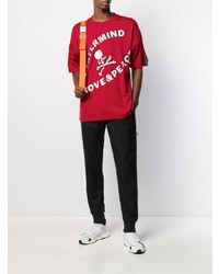 rotes bedrucktes T-Shirt mit einem Rundhalsausschnitt von Mastermind Japan
