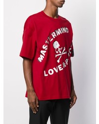 rotes bedrucktes T-Shirt mit einem Rundhalsausschnitt von Mastermind Japan