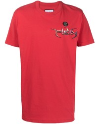rotes bedrucktes T-Shirt mit einem Rundhalsausschnitt von Philipp Plein