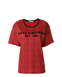 rotes bedrucktes T-Shirt mit einem Rundhalsausschnitt von Philosophy di Lorenzo Serafini