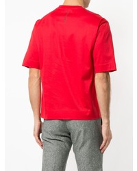 rotes bedrucktes T-Shirt mit einem Rundhalsausschnitt von Cerruti 1881