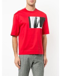 rotes bedrucktes T-Shirt mit einem Rundhalsausschnitt von Cerruti 1881