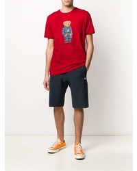 rotes bedrucktes T-Shirt mit einem Rundhalsausschnitt von Polo Ralph Lauren