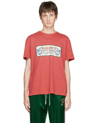 rotes bedrucktes T-Shirt mit einem Rundhalsausschnitt von Polo Ralph Lauren