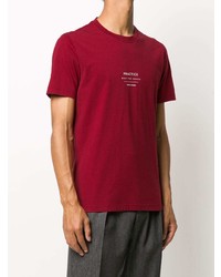 rotes bedrucktes T-Shirt mit einem Rundhalsausschnitt von Brunello Cucinelli