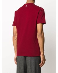 rotes bedrucktes T-Shirt mit einem Rundhalsausschnitt von Brunello Cucinelli