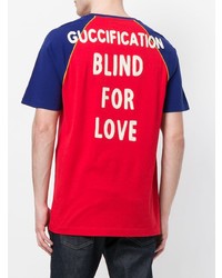 rotes bedrucktes T-Shirt mit einem Rundhalsausschnitt von Gucci