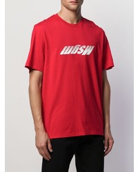 rotes bedrucktes T-Shirt mit einem Rundhalsausschnitt von MSGM