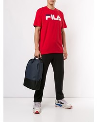 rotes bedrucktes T-Shirt mit einem Rundhalsausschnitt von Fila