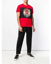 rotes bedrucktes T-Shirt mit einem Rundhalsausschnitt von Just Cavalli