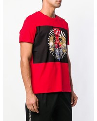 rotes bedrucktes T-Shirt mit einem Rundhalsausschnitt von Just Cavalli