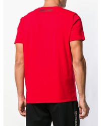 rotes bedrucktes T-Shirt mit einem Rundhalsausschnitt von Just Cavalli