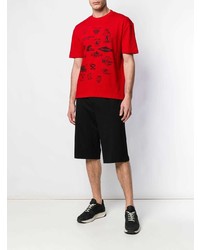 rotes bedrucktes T-Shirt mit einem Rundhalsausschnitt von McQ Alexander McQueen