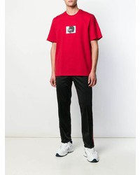 rotes bedrucktes T-Shirt mit einem Rundhalsausschnitt von MSGM