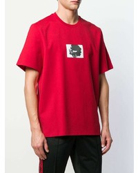 rotes bedrucktes T-Shirt mit einem Rundhalsausschnitt von MSGM