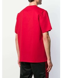 rotes bedrucktes T-Shirt mit einem Rundhalsausschnitt von MSGM