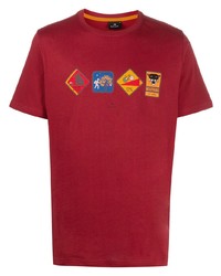 rotes bedrucktes T-Shirt mit einem Rundhalsausschnitt von PS Paul Smith