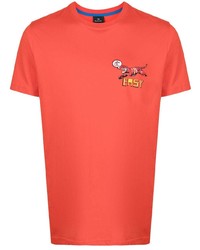 rotes bedrucktes T-Shirt mit einem Rundhalsausschnitt von PS Paul Smith