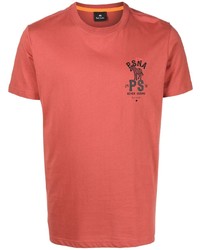 rotes bedrucktes T-Shirt mit einem Rundhalsausschnitt von PS Paul Smith