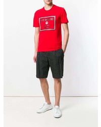 rotes bedrucktes T-Shirt mit einem Rundhalsausschnitt von Love Moschino